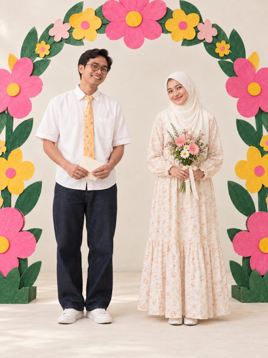 Naira dan Farhan di bawah lengkung bunga