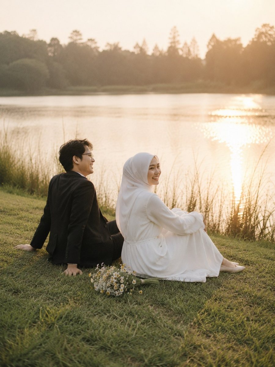 Duduk di tepi danau