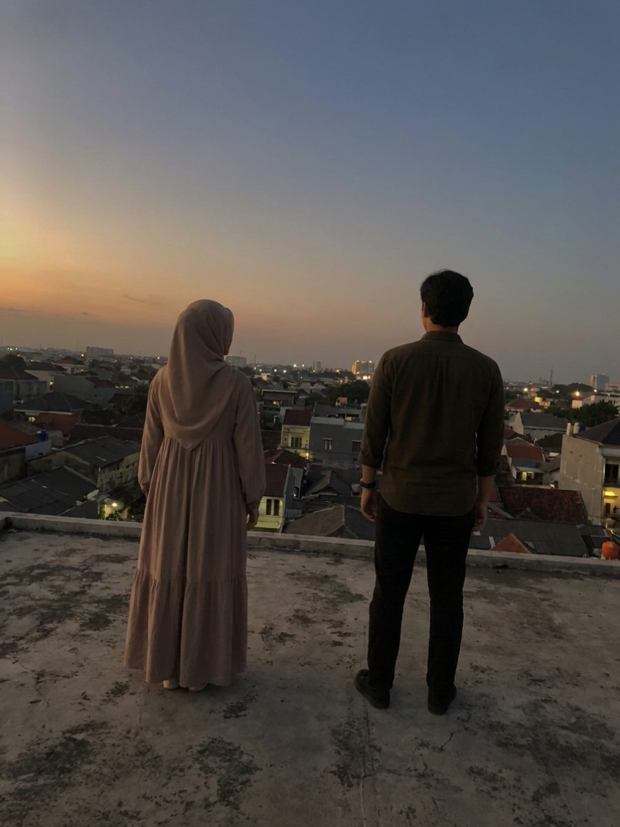 Foto keduanya di atap saat senja