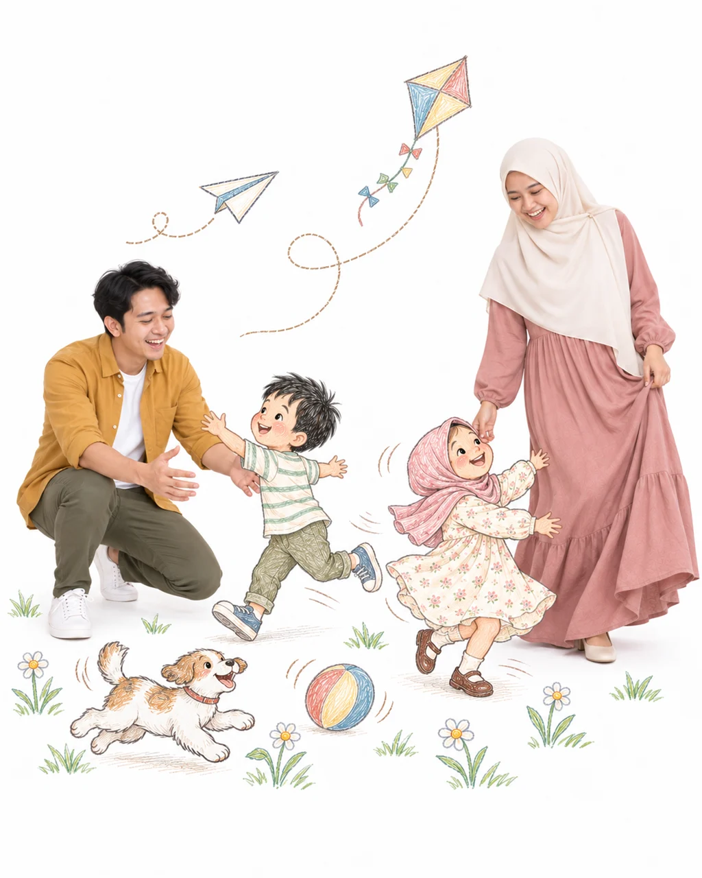 Keduanya bermain dengan versi kecil mereka yang digambar sketsa