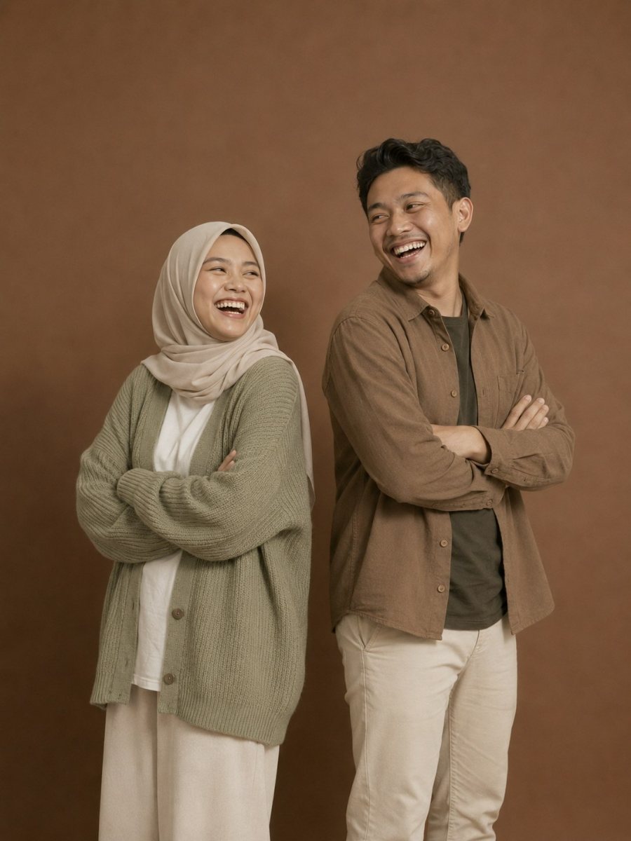 Kedua mempelai bersedekap