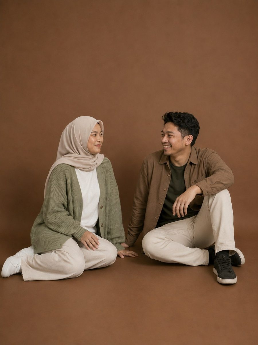 Kedua mempelai saling menoleh dengan tenang