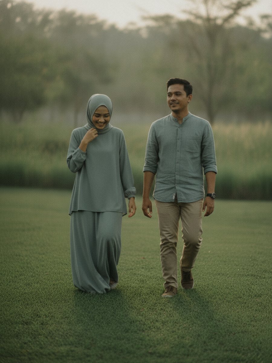 Kedua mempelai berjalan berdampingan