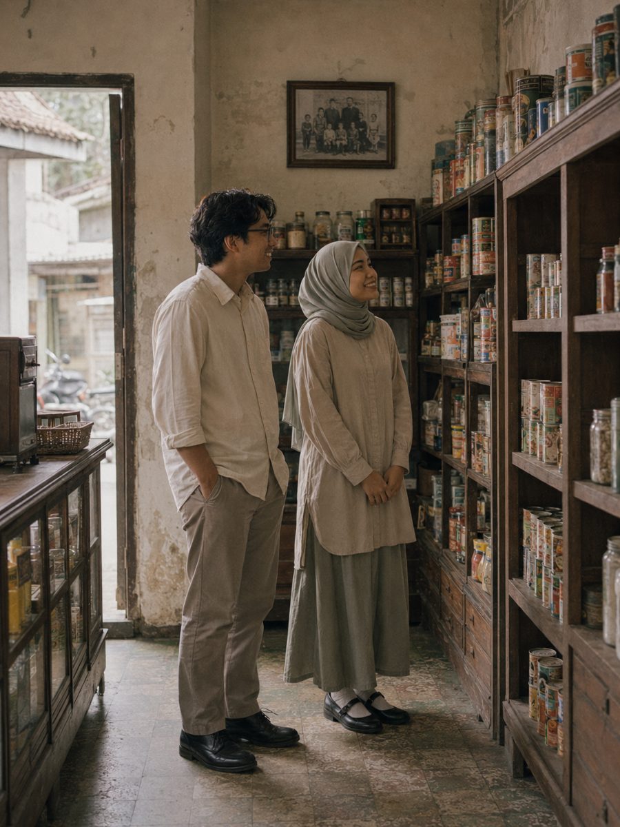 Berdua di dalam toko kelontong lama
