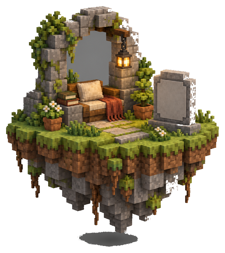 Pulau kecil sudut baca gaya voxel, tanpa orang